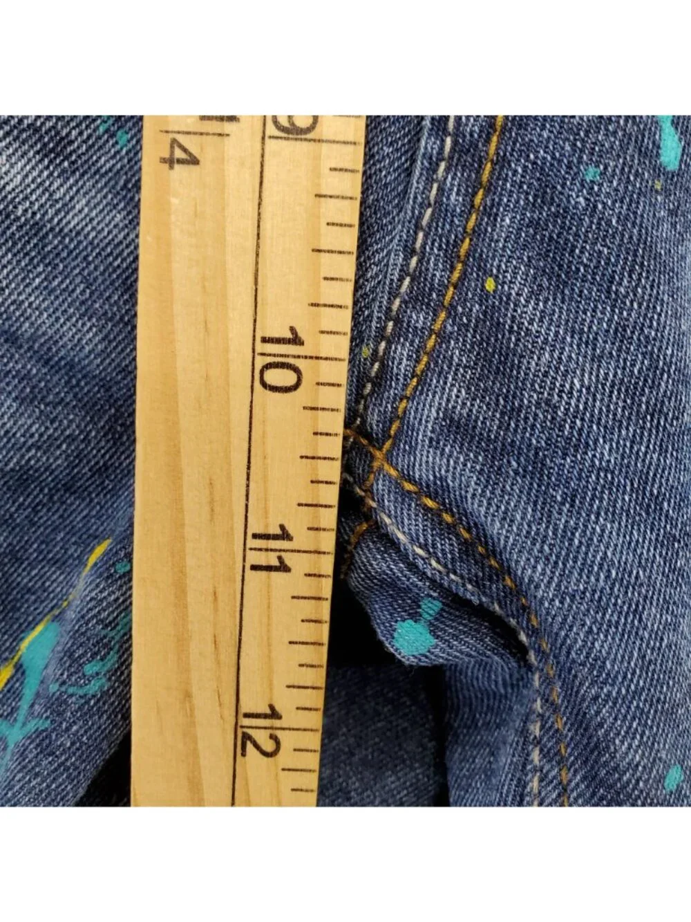 Switch Shorts Mens 32 Blue Distressed Paint-Splatter Design Durable Denim *Read*
